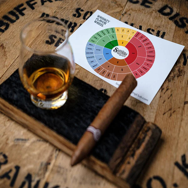 Southern Drinking Club Cigar Holder and Coaster With Whiskey Tasting Glass