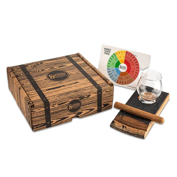 Southern Drinking Club Cigar Holder and Coaster With Whiskey Tasting Glass